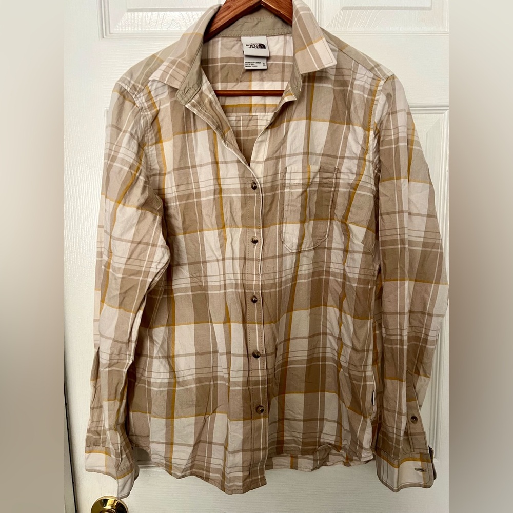 The North Face Tan Plaid Button Down Shirt